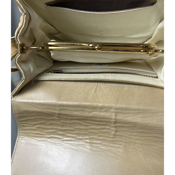 Nicholas Reich Vintage 50s Brown Suede Shoulder Bag Kiss Lock Coin‎ Purse USA - Picture 8 of 13